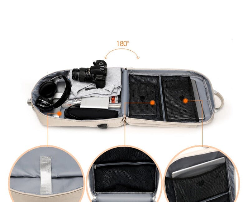 Sac à Dos de Voyage pour Femme - Avion et Compartiment USB Rose – vue 4 – Yokabag