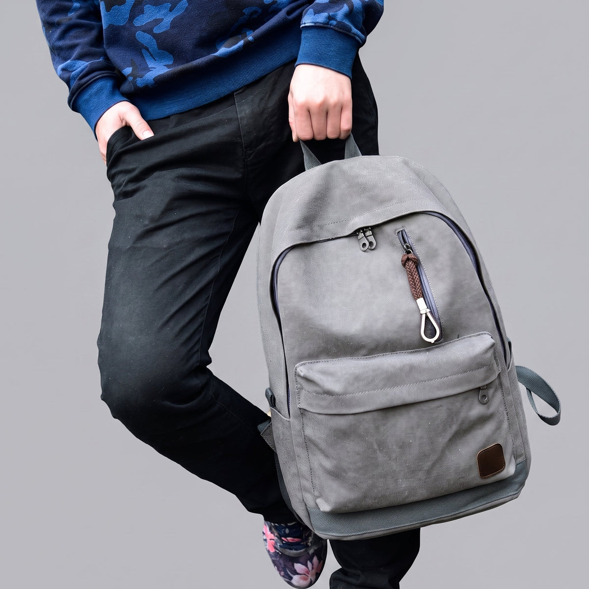 Sac à Dos Vintage pour Voyager en Toile Camel – vue 4 – Yokabag