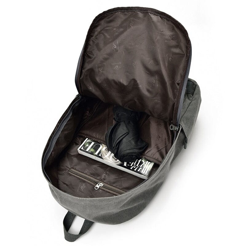 Sac à Dos Vintage pour Voyager en Toile Noir – vue 2 – Yokabag