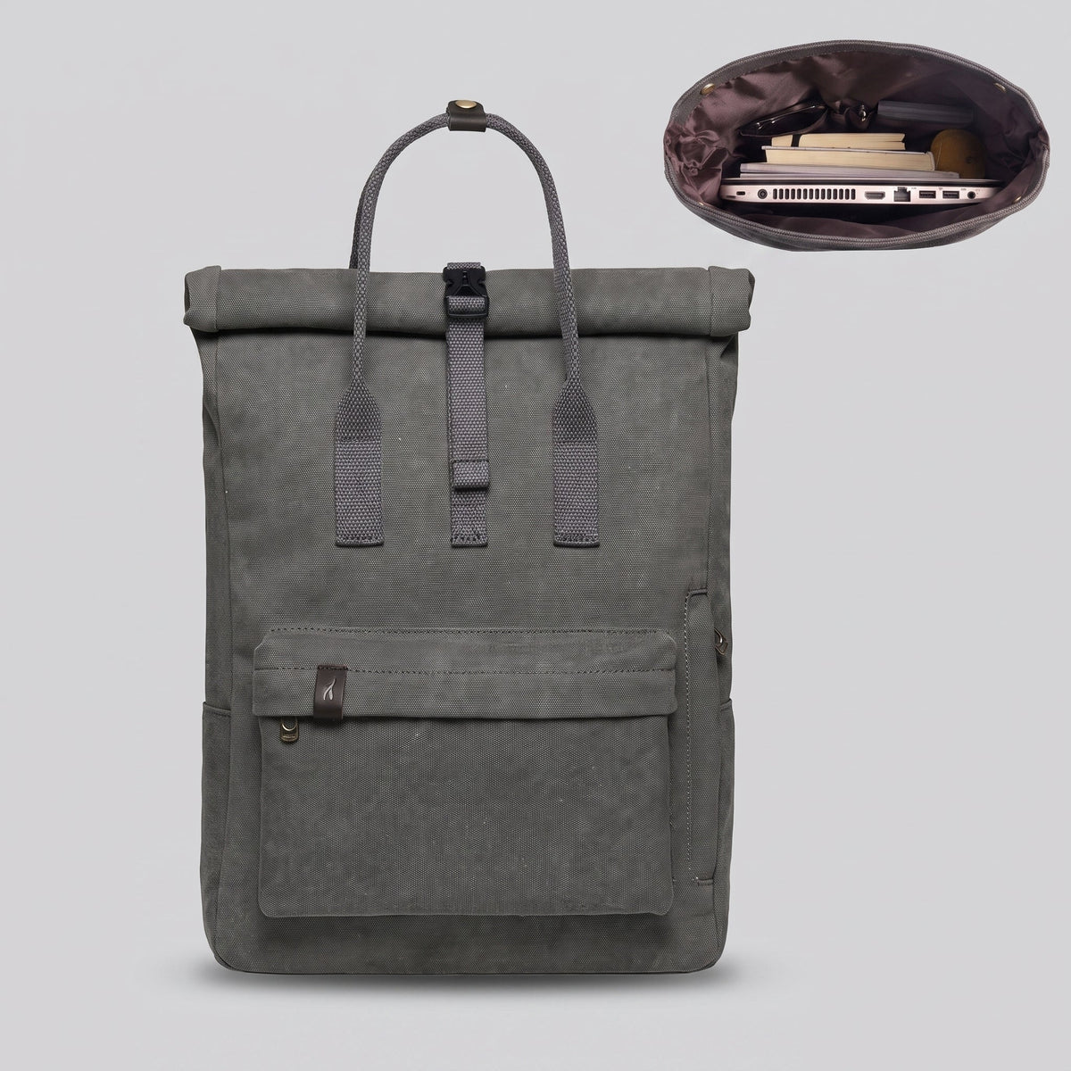 Sac à Dos Vintage Explorer - Roll-Top Noir – vue 2 – Yokabag
