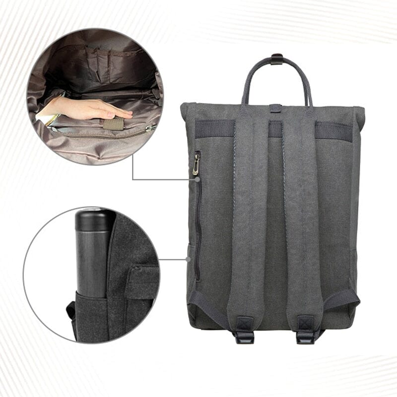 Sac à Dos Vintage Explorer - Roll-Top Kaki – vue 4 – Yokabag