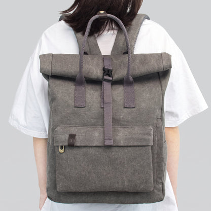 Sac à Dos Vintage Explorer - Roll-Top Camel – vue 3 – Yokabag