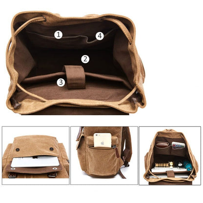 Sac à Dos Voyage Vintage en Toile Canvas Kaki – vue 4 – Yokabag