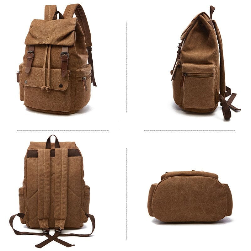 Sac à Dos Voyage Vintage en Toile Canvas Noir – vue 2 – Yokabag