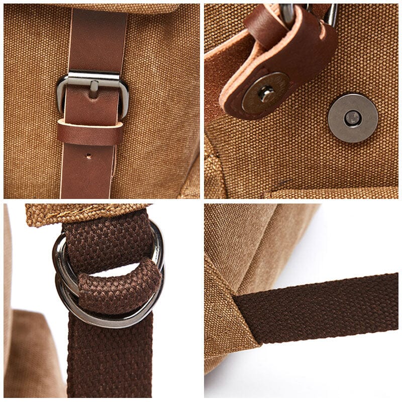 Sac à Dos Voyage Vintage en Toile Canvas Camel – vue 5 – Yokabag