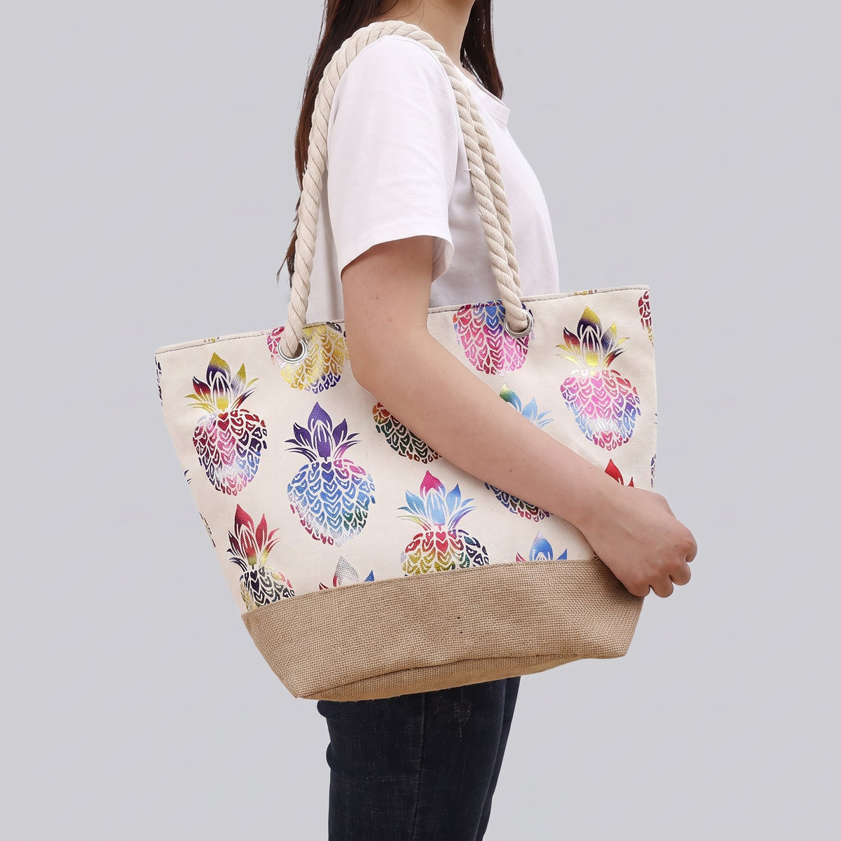 Sac de Plage Femme - Bohême Ananas - Collection Voyage – vue 3 – Yokabag