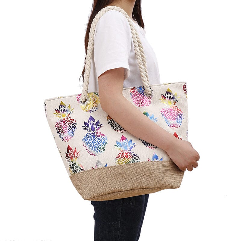 Sac de Plage Femme - Bohême Ananas - Collection Voyage – vue 3 – Yokabag