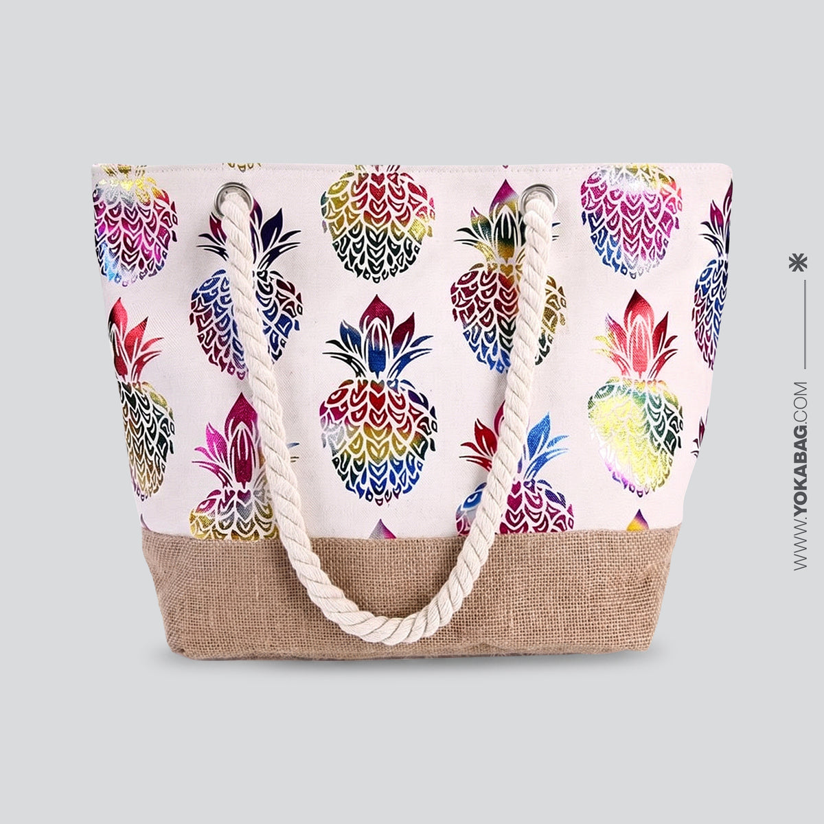 Sac de Plage Femme - Bohême Ananas - Collection Voyage Coloré – vue 2 – Yokabag