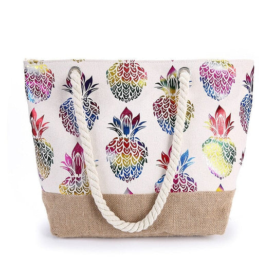 Sac de Plage Femme - Bohême Ananas - Collection Voyage Coloré – vue 2 – Yokabag