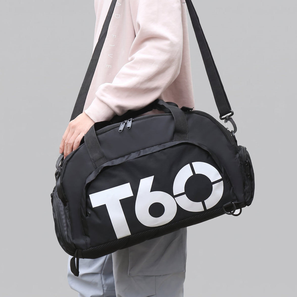 Sac de Voyage Compartiment Chaussures (Convertible) Noir & Bleu – vue 3 – Yokabag