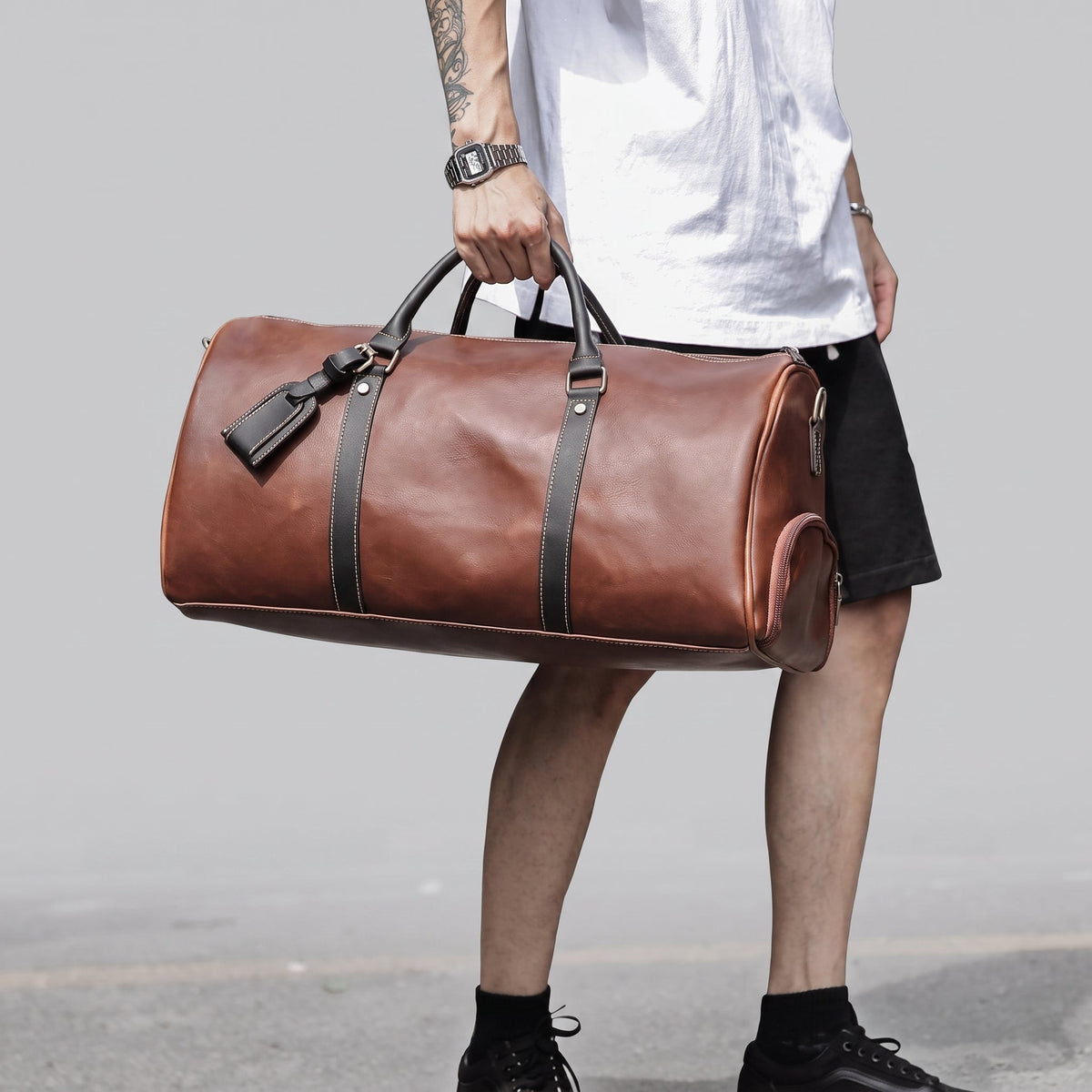 Sac de Voyage Vintage avec Compartiment à Chaussures intégré – vue 2 – Yokabag
