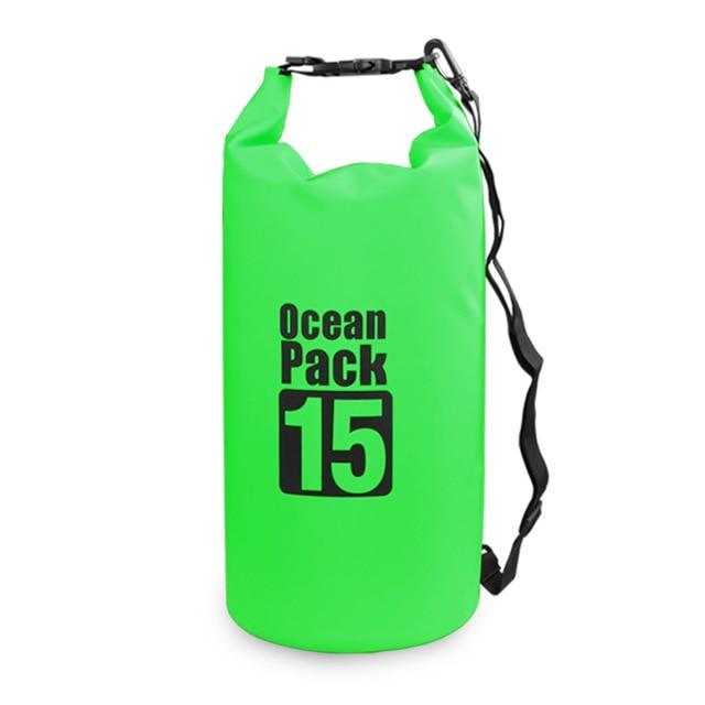 Sac de Voyage Étanche Ocean Pack en Vert 15L – vue 2 – Yokabag