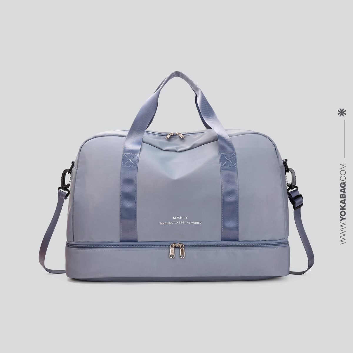 Sac de Voyage Femme Bleu Ciel avec Compartiment Chaussures – vue 5 – Yokabag