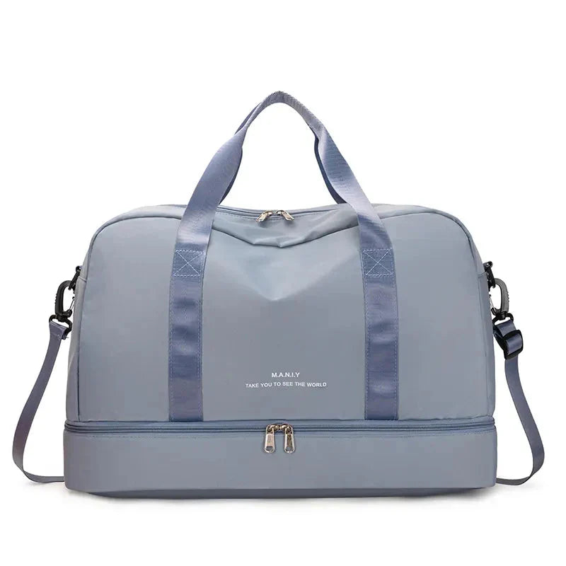 Sac de Voyage Femme Bleu Ciel avec Compartiment Chaussures – vue 5 – Yokabag