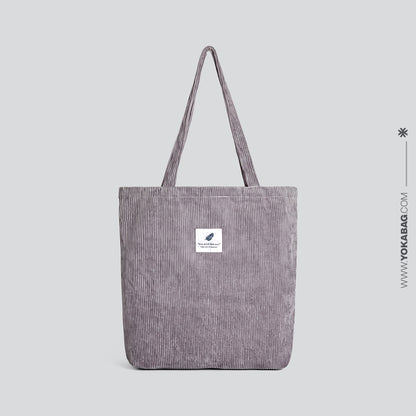Sac de Voyage Femme en Velours Côtelé Noir – vue 3 – Yokabag