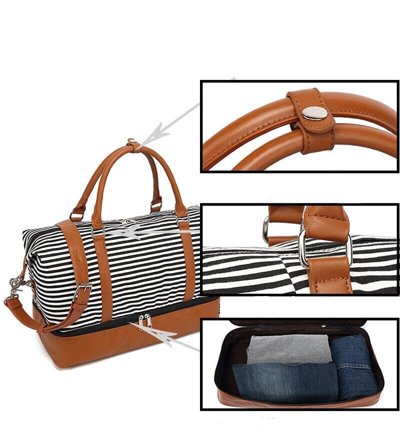 Sac de Voyage Femme Week-End - Rayures en Mer – vue 3 – Yokabag