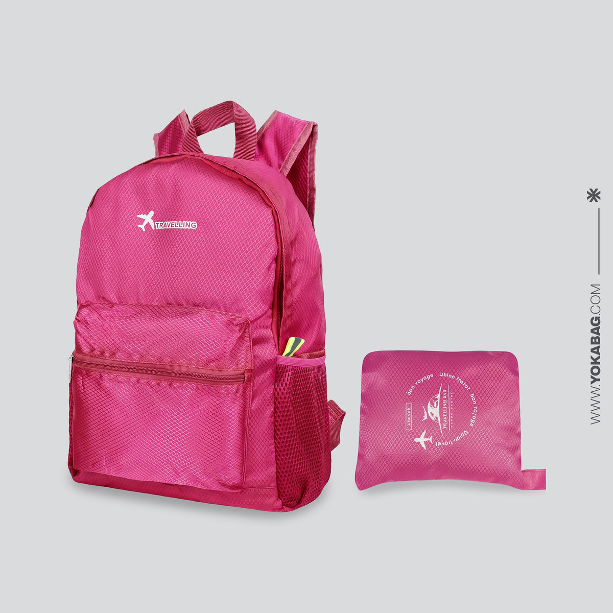Sac à Dos de Voyage Pliable - Traveller Rose – vue 5 – Yokabag