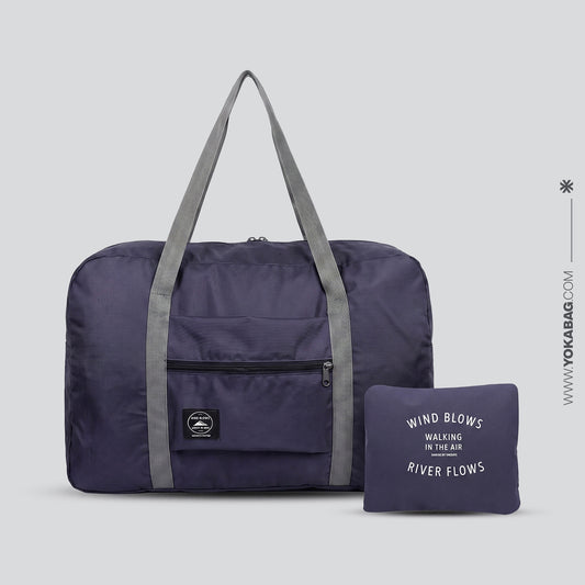 Sac de Voyage Pliable - Vent Souffle, Rivière Coule (Bleu Marine)