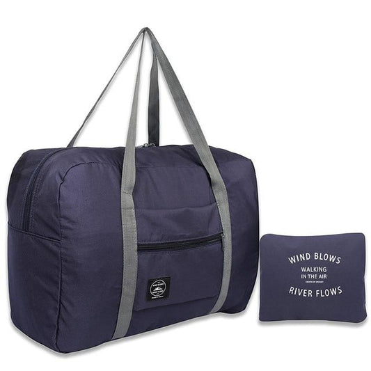 Sac de Voyage Pliable - Vent Souffle, Rivière Coule (Bleu Marine)