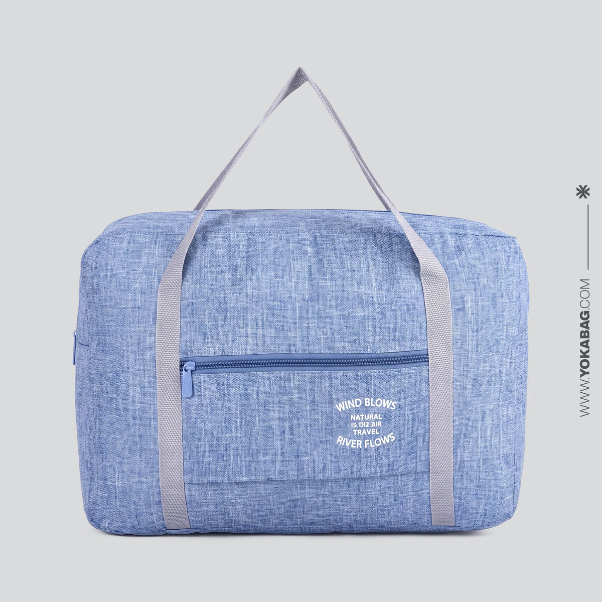 Sac de Voyage Pliable - Exploration au Vent et à l'Écume Bleu – vue 5 – Yokabag