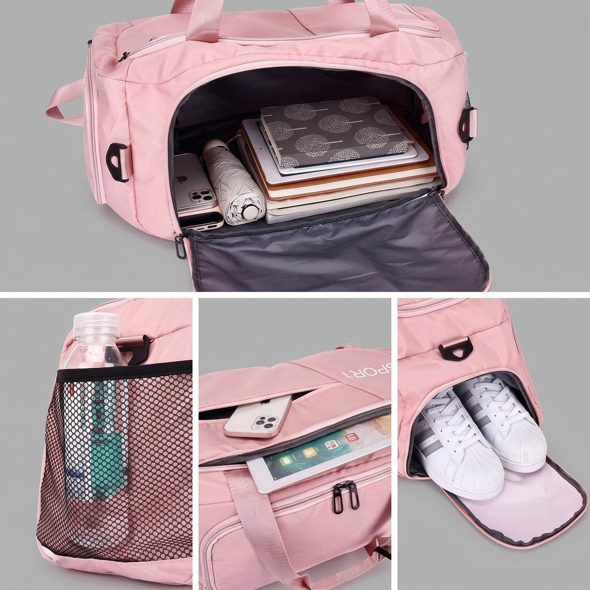 Sac de Voyage Sport pour Femme Gris – vue 4 – Yokabag