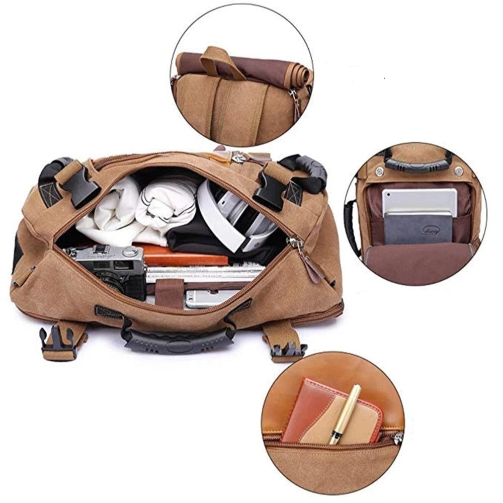 Sac à Dos de Voyage Vintage - Explorateur (Convertible) Noir – vue 3 – Yokabag