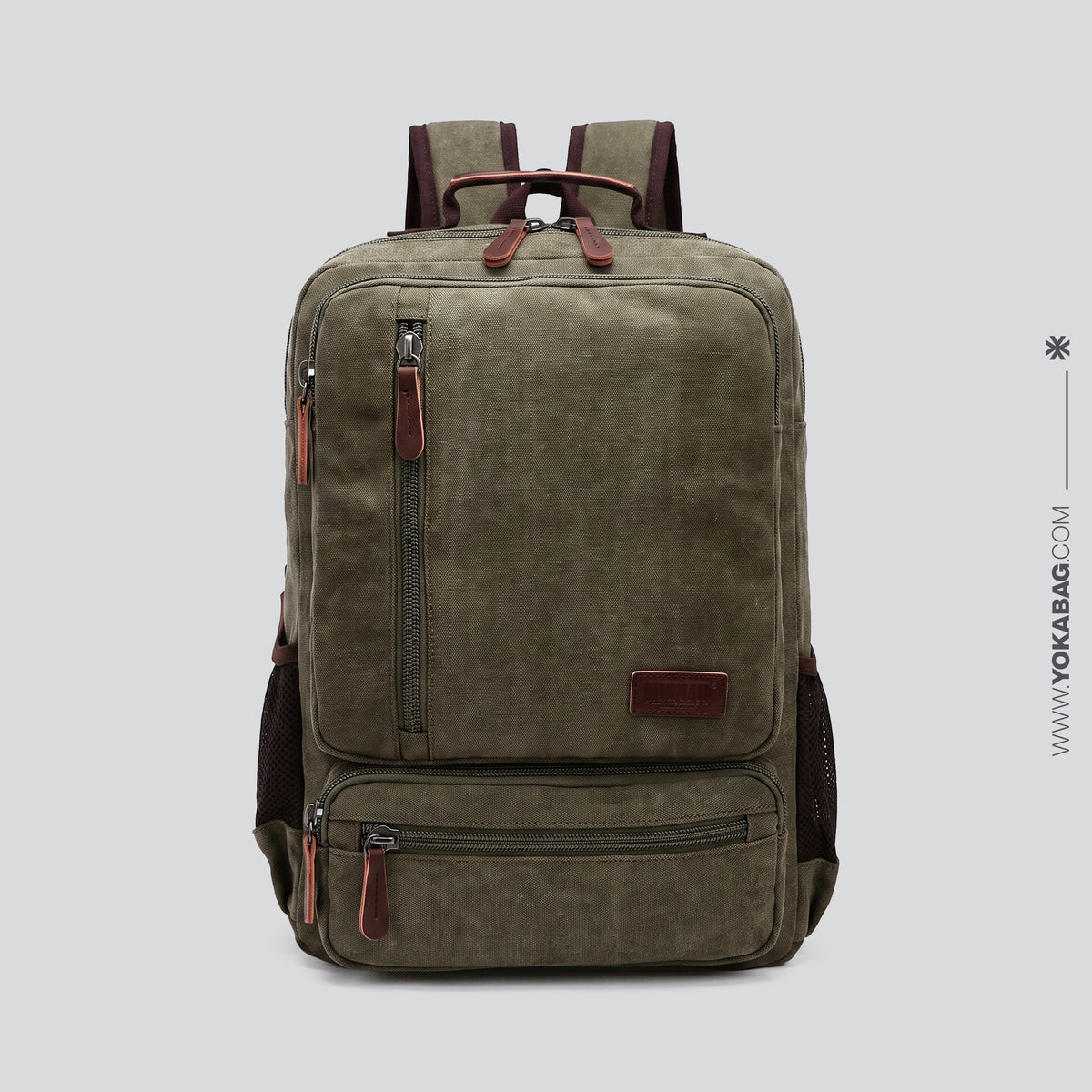 Sac à Dos de Voyage Vintage Homme | L'Baroudeur Khaki – vue 2 – Yokabag