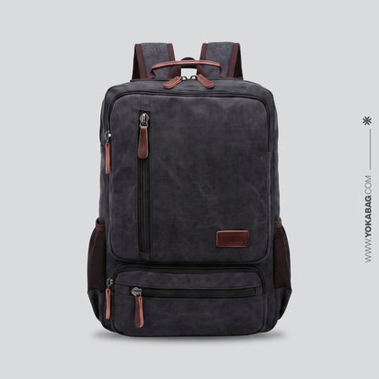 Sac à Dos de Voyage Vintage Homme | L'Baroudeur Noir – vue 3 – Yokabag