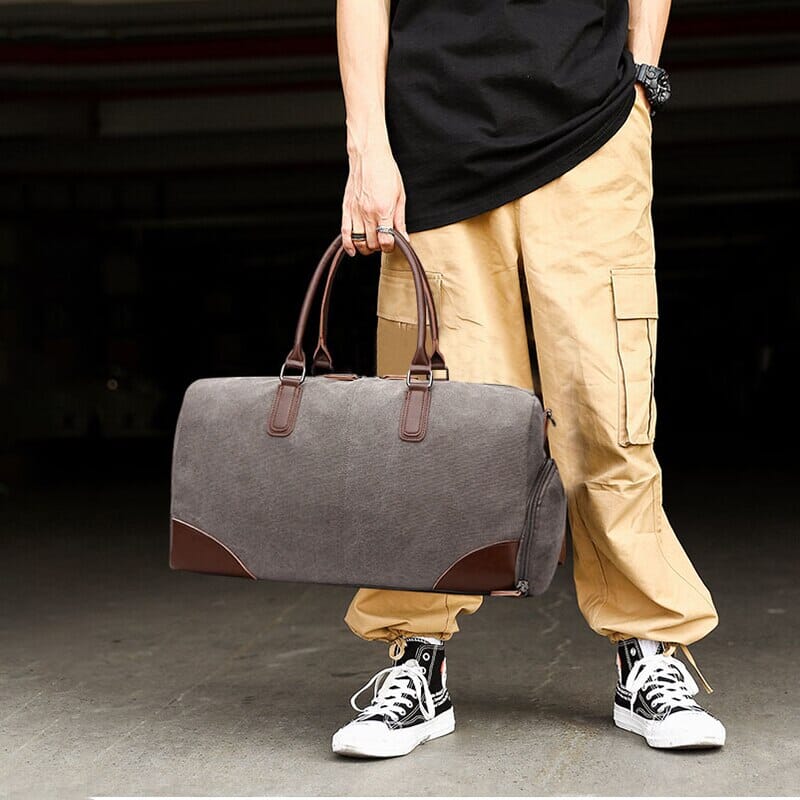 Sac de Voyage Vintage Week-End Rétro Kaki – vue 4 – Yokabag