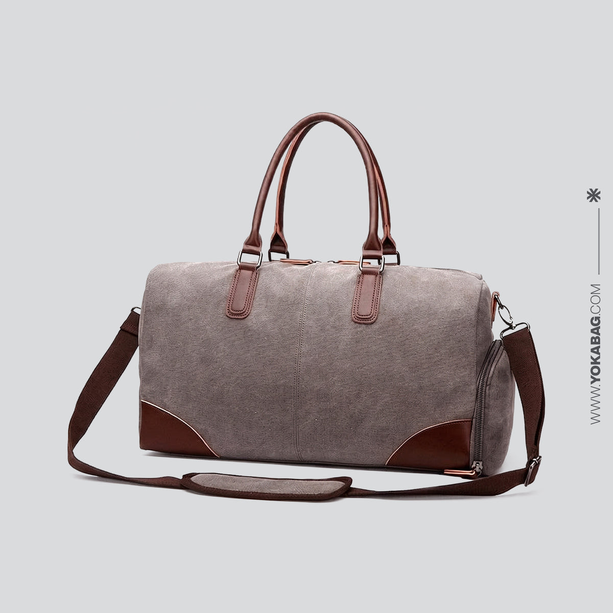 Sac de Voyage Vintage Week-End Rétro Gris – vue 3 – Yokabag
