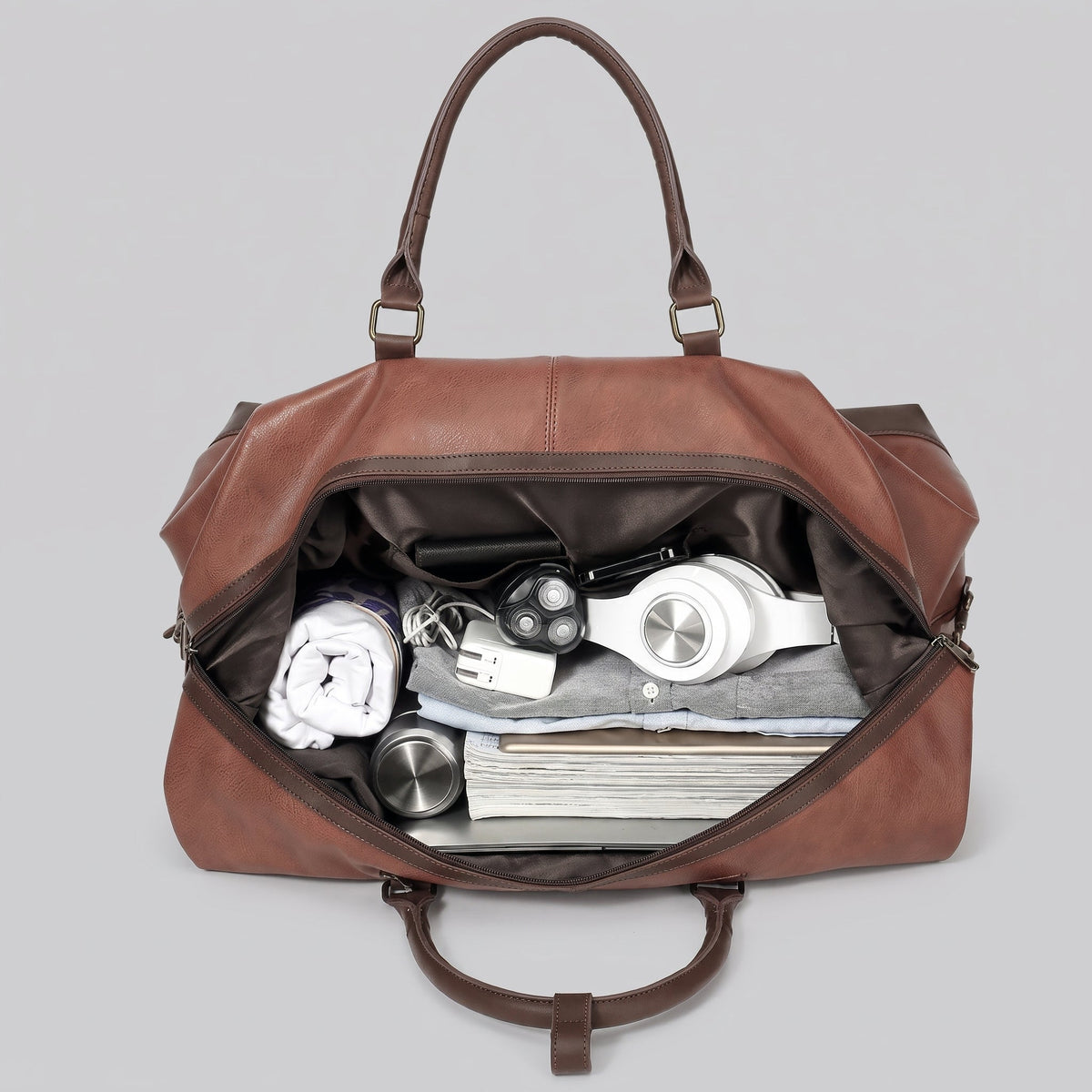 Sac de Voyage Rétro pour Homme - Grand Format Camel – vue 2 – Yokabag