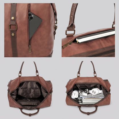 Sac de Voyage Rétro pour Homme - Grand Format Marron Foncé – vue 3 – Yokabag