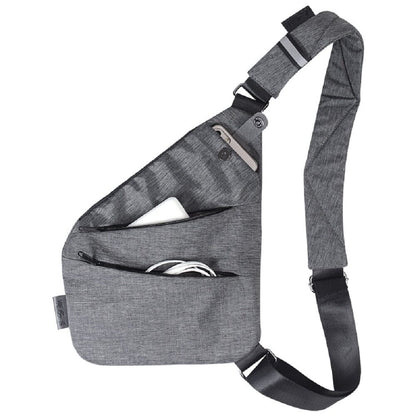 Sac de Voyage Poitrine Homme Sécurisé en Nylon Gris (Gauche) – vue 4 – Yokabag
