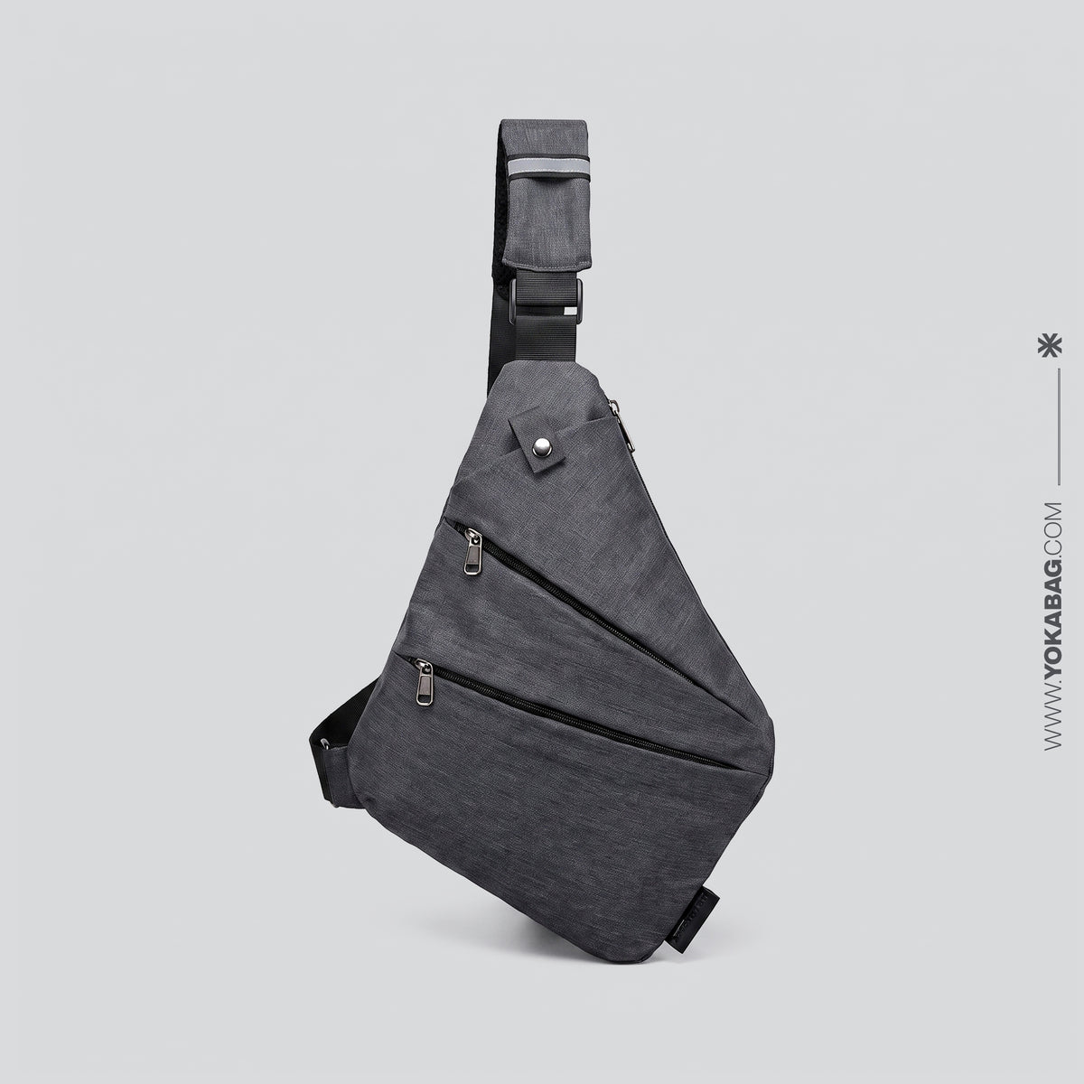 Sac de Voyage Poitrine Homme Sécurisé en Nylon Anthracite (Gauche) – vue 2 – Yokabag