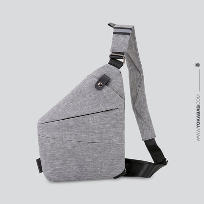 Sac de Voyage Poitrine Homme Sécurisé en Nylon Bleu (Gauche) – vue 6 – Yokabag
