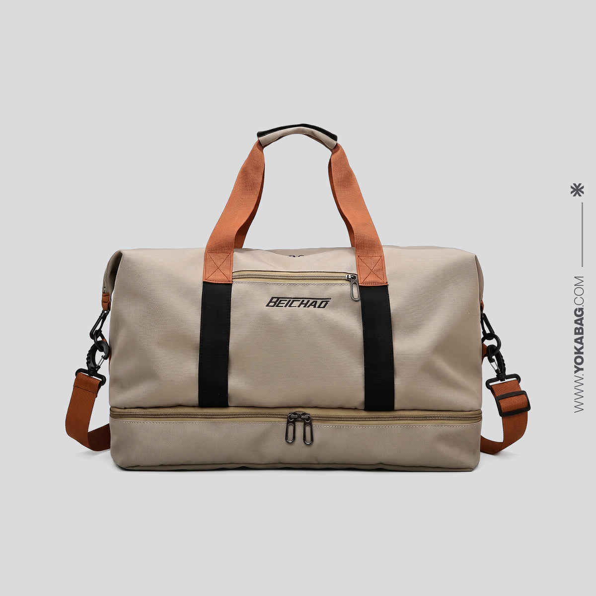 Sac de Voyage avec Compartiment Chaussures Urbanistique Camel – vue 2 – Yokabag
