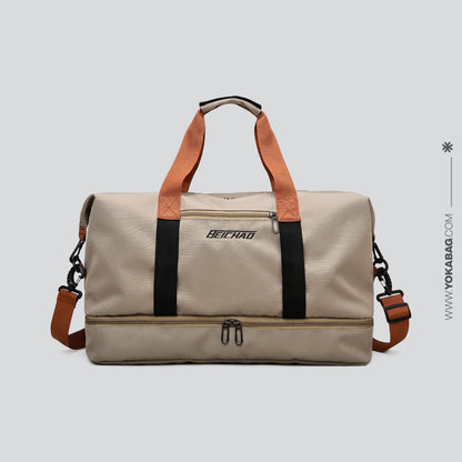 Sac de Voyage avec Compartiment Chaussures Urbanistique Camel – vue 2 – Yokabag