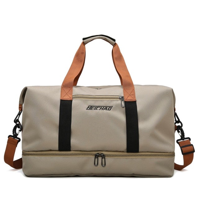 Sac de Voyage avec Compartiment Chaussures Urbanistique Camel – vue 2 – Yokabag