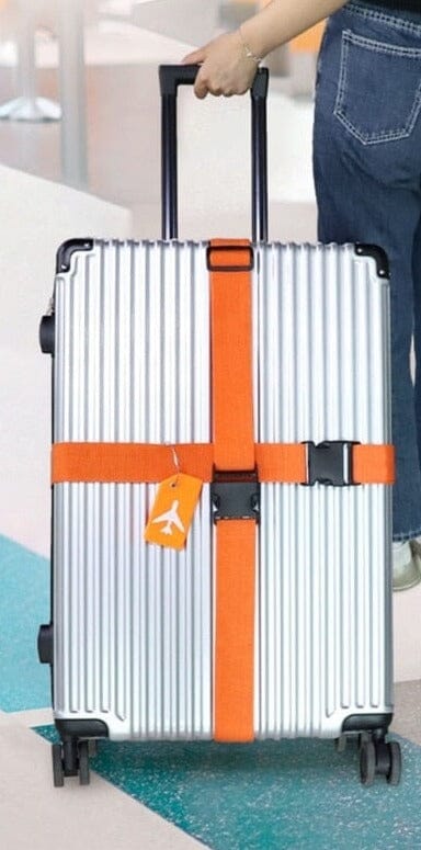Sangle de Valise & Porte-Étiquette Bagage Avion Oranges – vue 2 – Yokabag