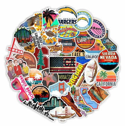 Stickers USA California (Pack de 50) Explorez le monde !