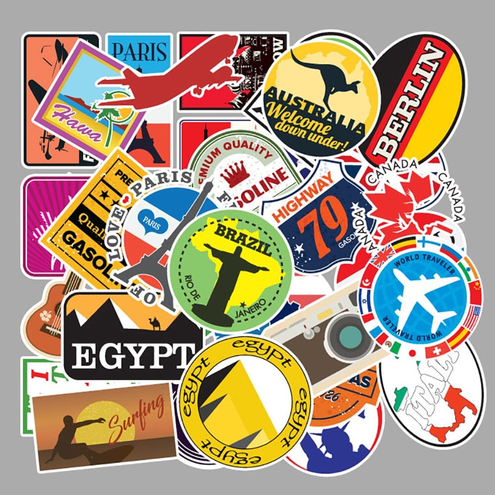 Stickers Valise - Explorez le Monde (Pack de 50) – vue 6 – Yokabag