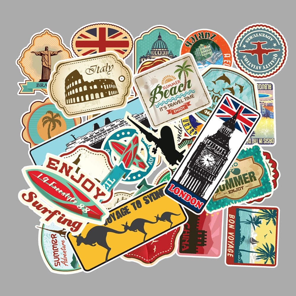 Stickers Valise - Explorez le Monde (Pack de 50) – vue 4 – Yokabag