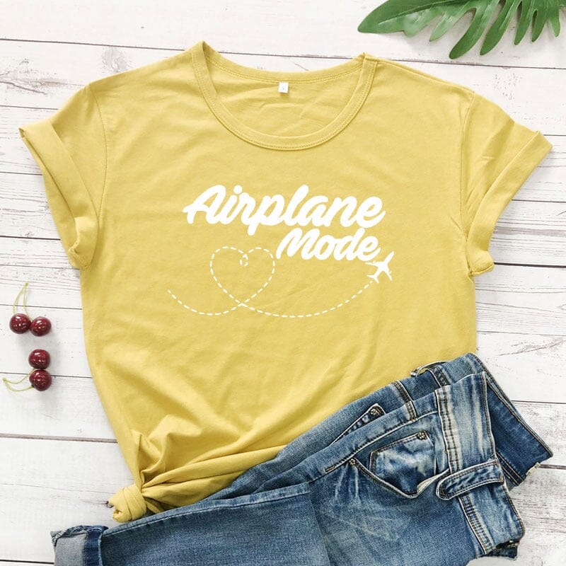 T-Shirt Femme Avion Mode Voyage Gris – vue 8 – Yokabag