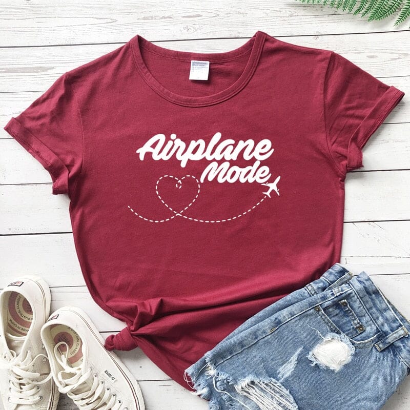 T-Shirt Femme Avion Mode Voyage Gris – vue 7 – Yokabag