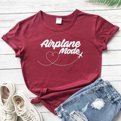T-Shirt Femme Avion Mode Voyage Gris – vue 7 – Yokabag