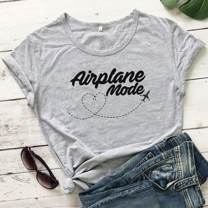 T-Shirt Femme Avion Mode Voyage Noir – vue 2 – Yokabag