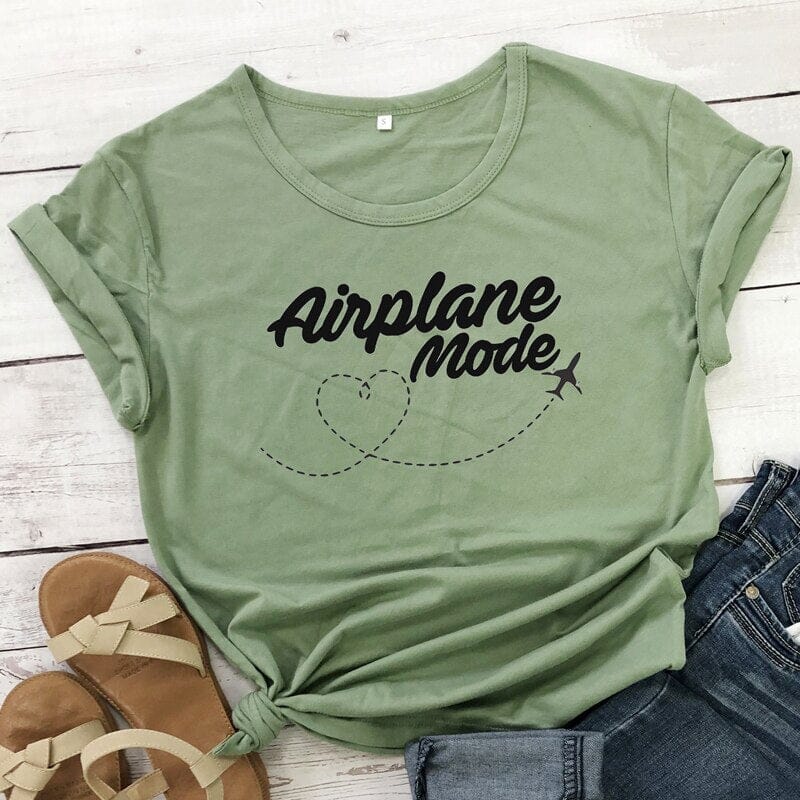 T-Shirt Femme Avion Mode Voyage Noir – vue 6 – Yokabag