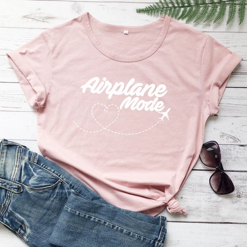 T-Shirt Femme Avion Mode Voyage Noir – vue 3 – Yokabag