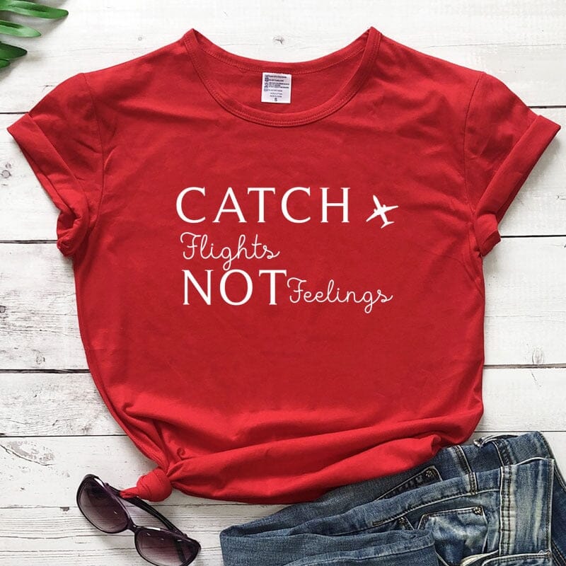 T-Shirt Destination Avion Femme - Catch Flights Not Feelings Jaune – vue 10 – Yokabag