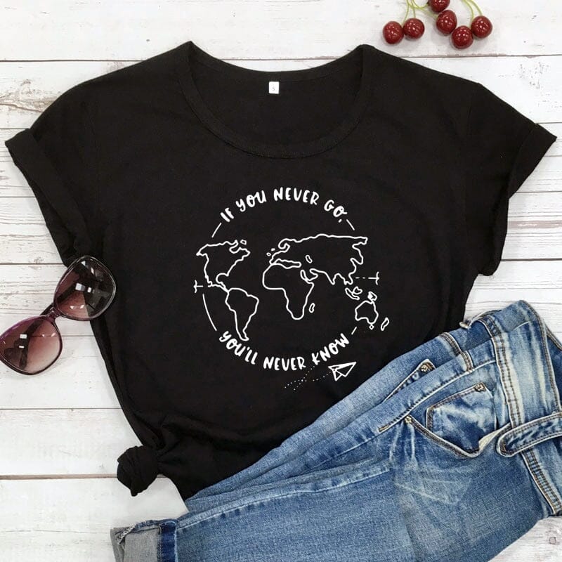 T-Shirt Voyage Femme - If You Never Go, You'll Never Know Pêche – vue 10 – Yokabag